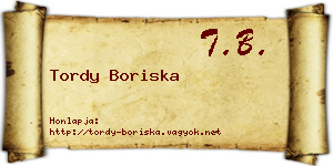 Tordy Boriska névjegykártya